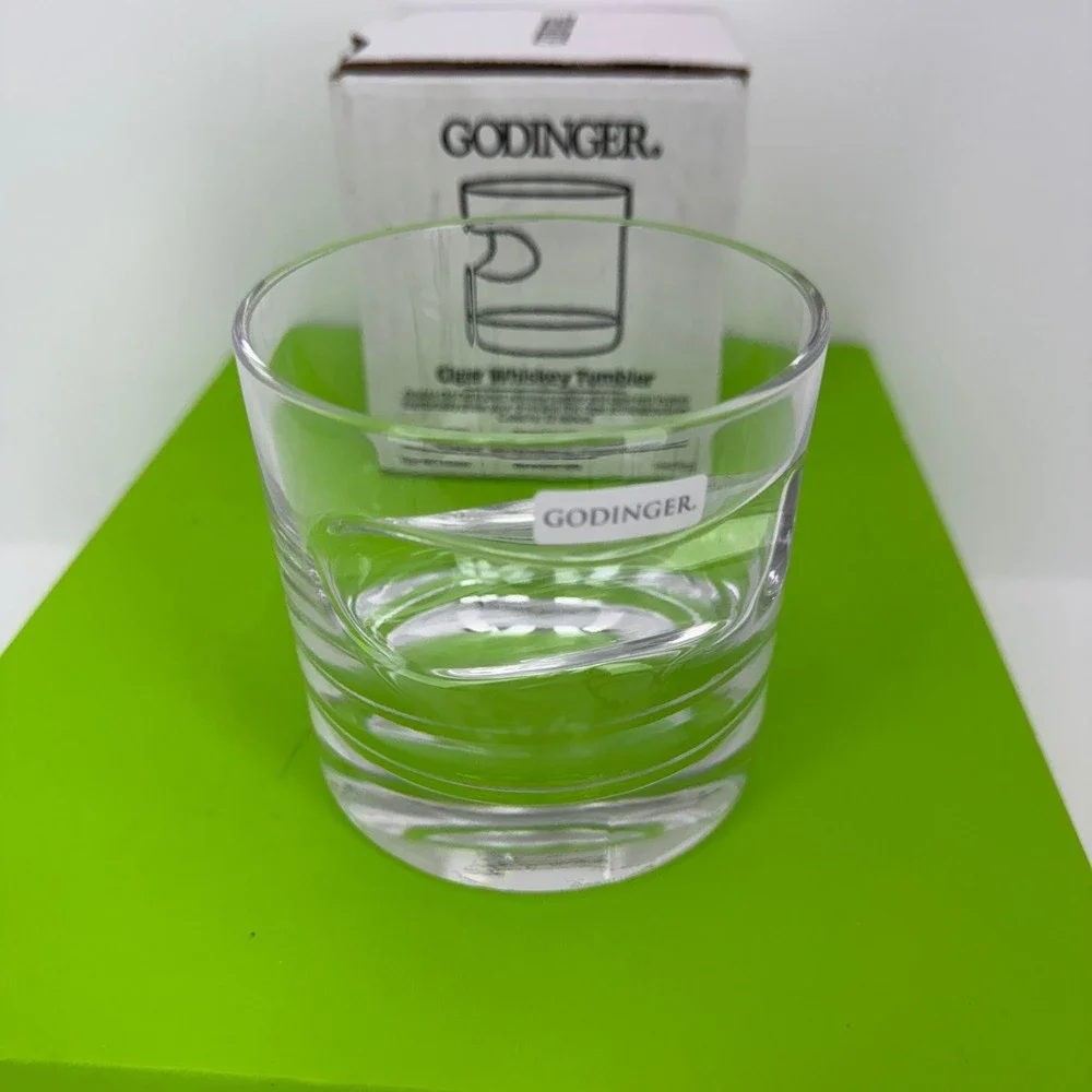 Godinger Cigar‎ Whiskey Tumbler Glass 12oz Clear New With Box Built-in Rest